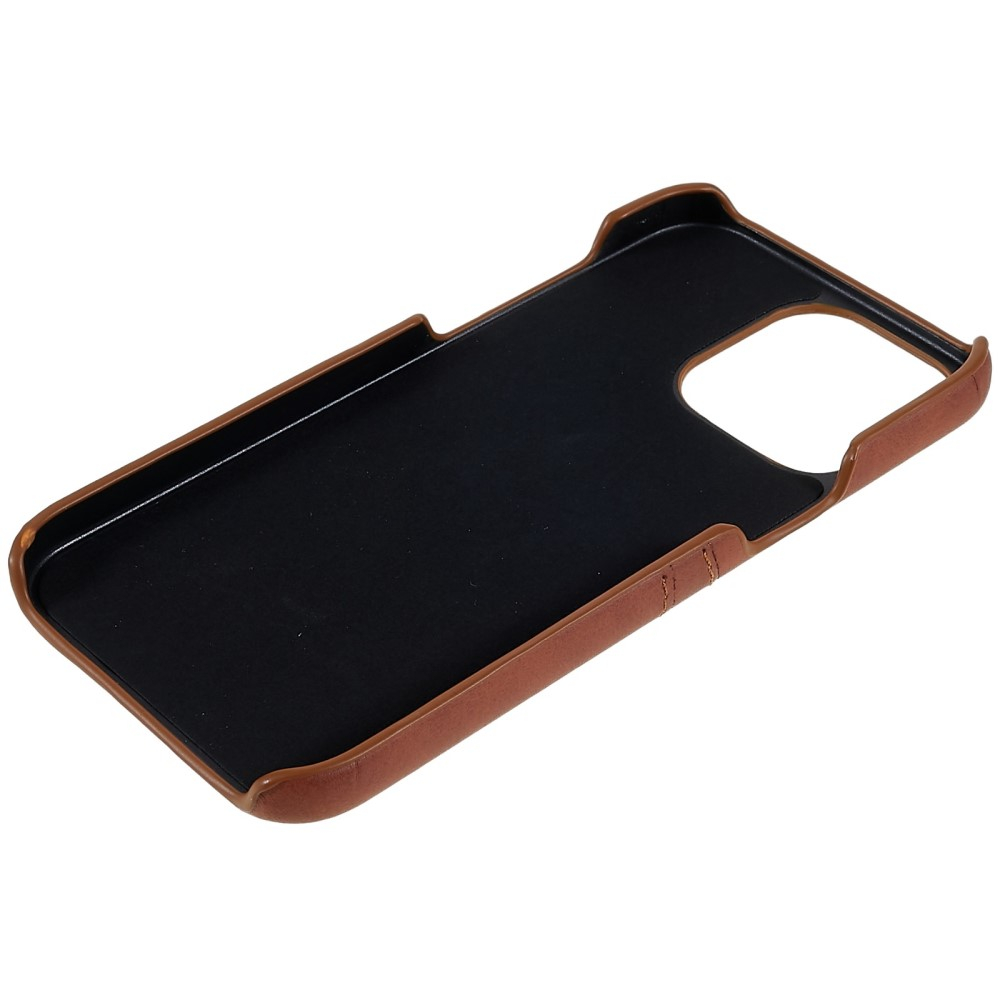 iPhone 14 Pro Max Leder Hülle Snap Case   Kartenfach - Braun
