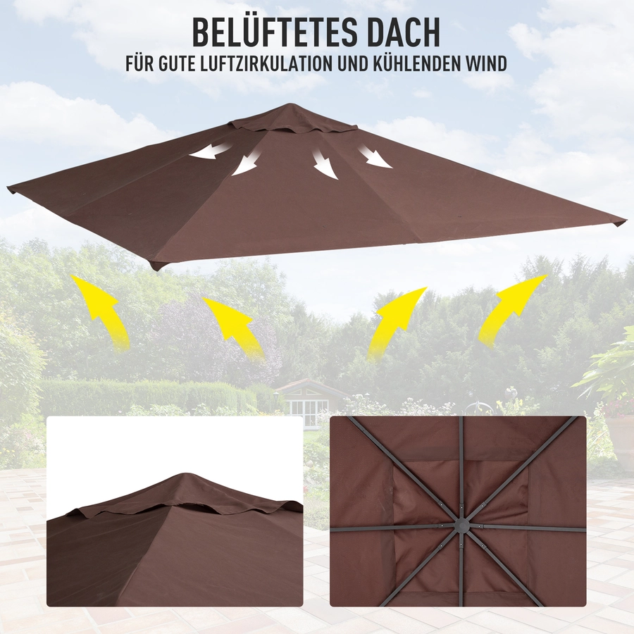 Outsunny Ersatzdach für Pavillon kaffeebraun