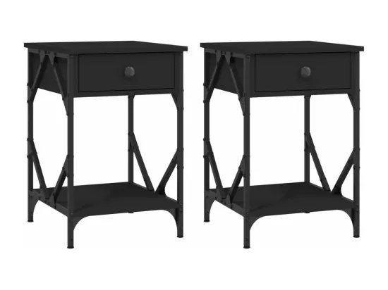Tables de chevet 2 pcs noir 40x42x60 cm bois d'ingénierie