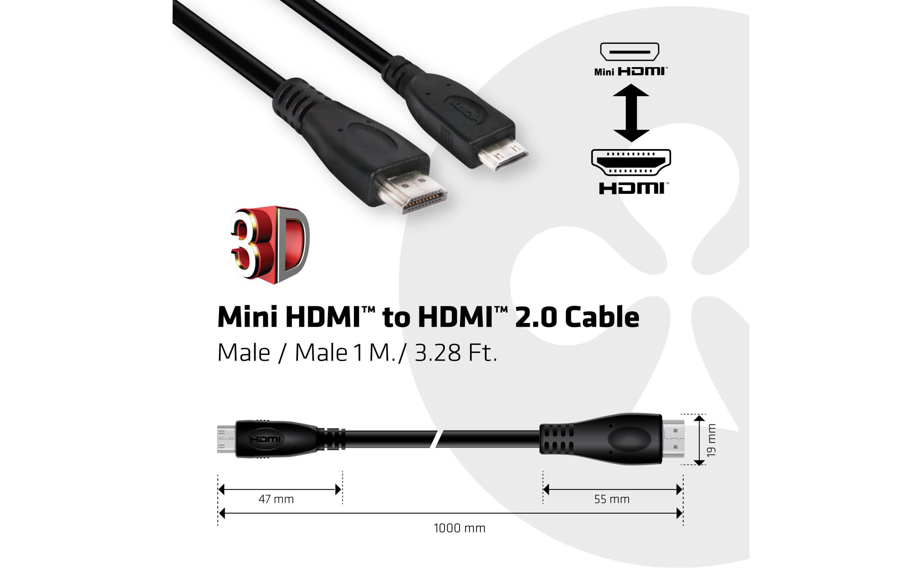 Kabel Mini-HDMI – HDMI 2.0, 1 mMini HDMI auf HDMI 2.0 Kabel, 4K60Hz