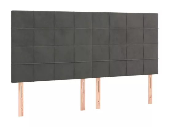 Sommier tapissier matelas et LED Gris foncé 180x200 cm Velours