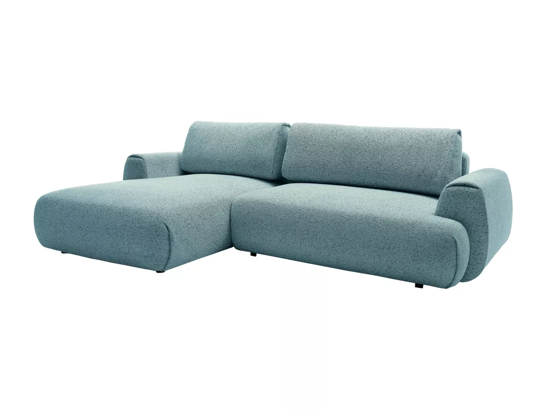 Canapé d'angle gauche convertible en tissu texturé bleu MONELIA