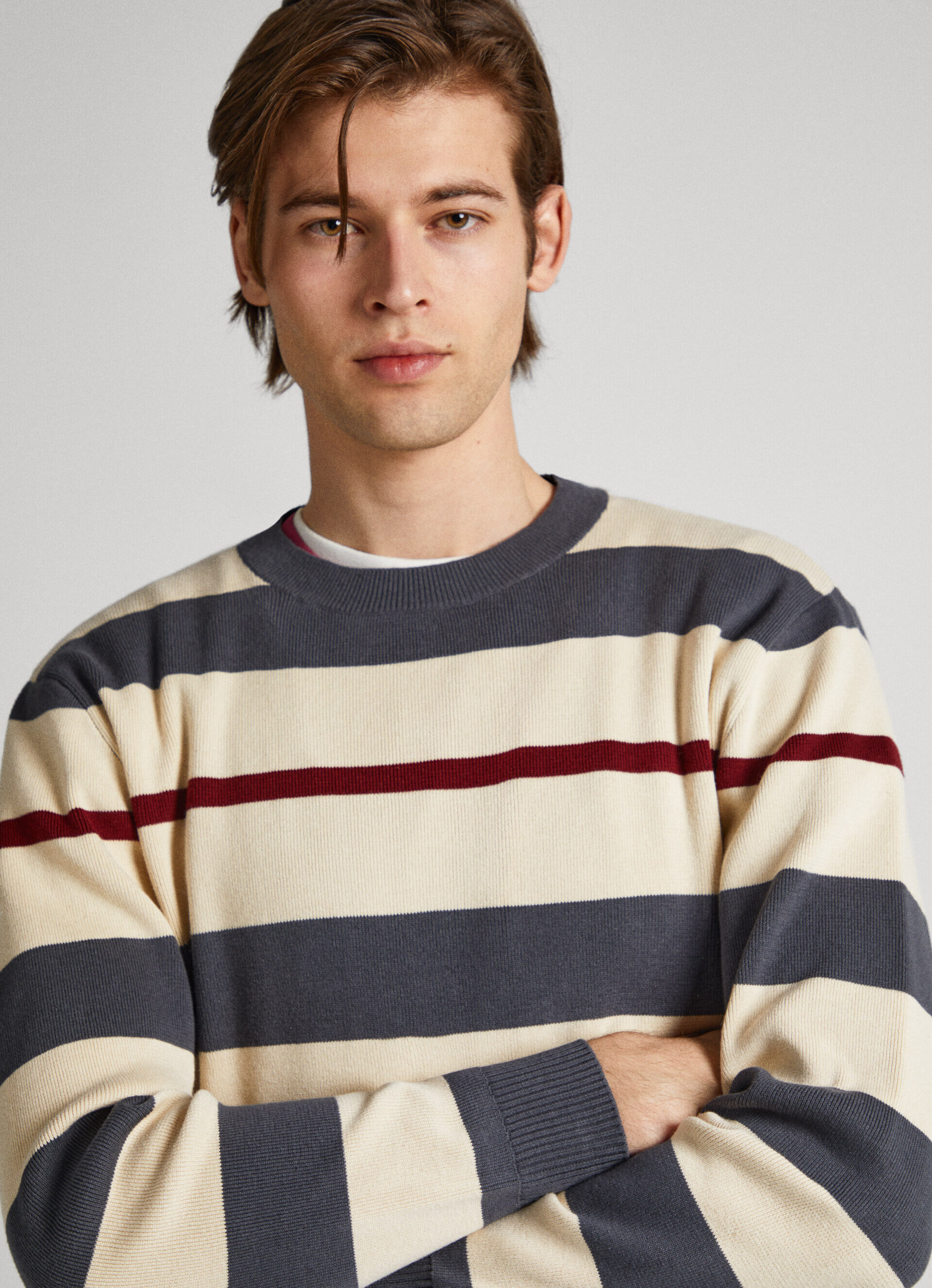 Camisa listrada estilo bretão - cinza trovão