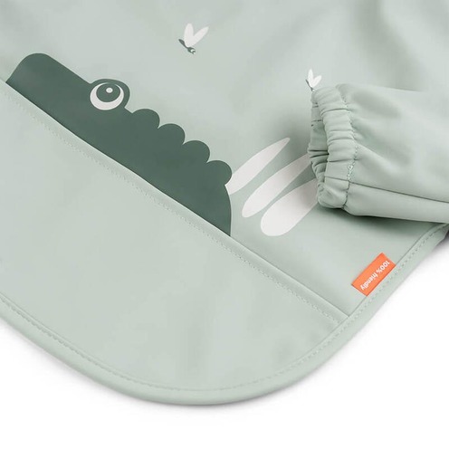 Bavoir manches avec poche 6-18 mois Croco Vert - DONE BY DEER