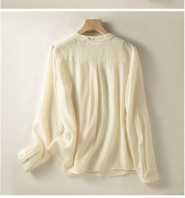ZIMO - Blouse met pofmouwen, ruches en knoopjes