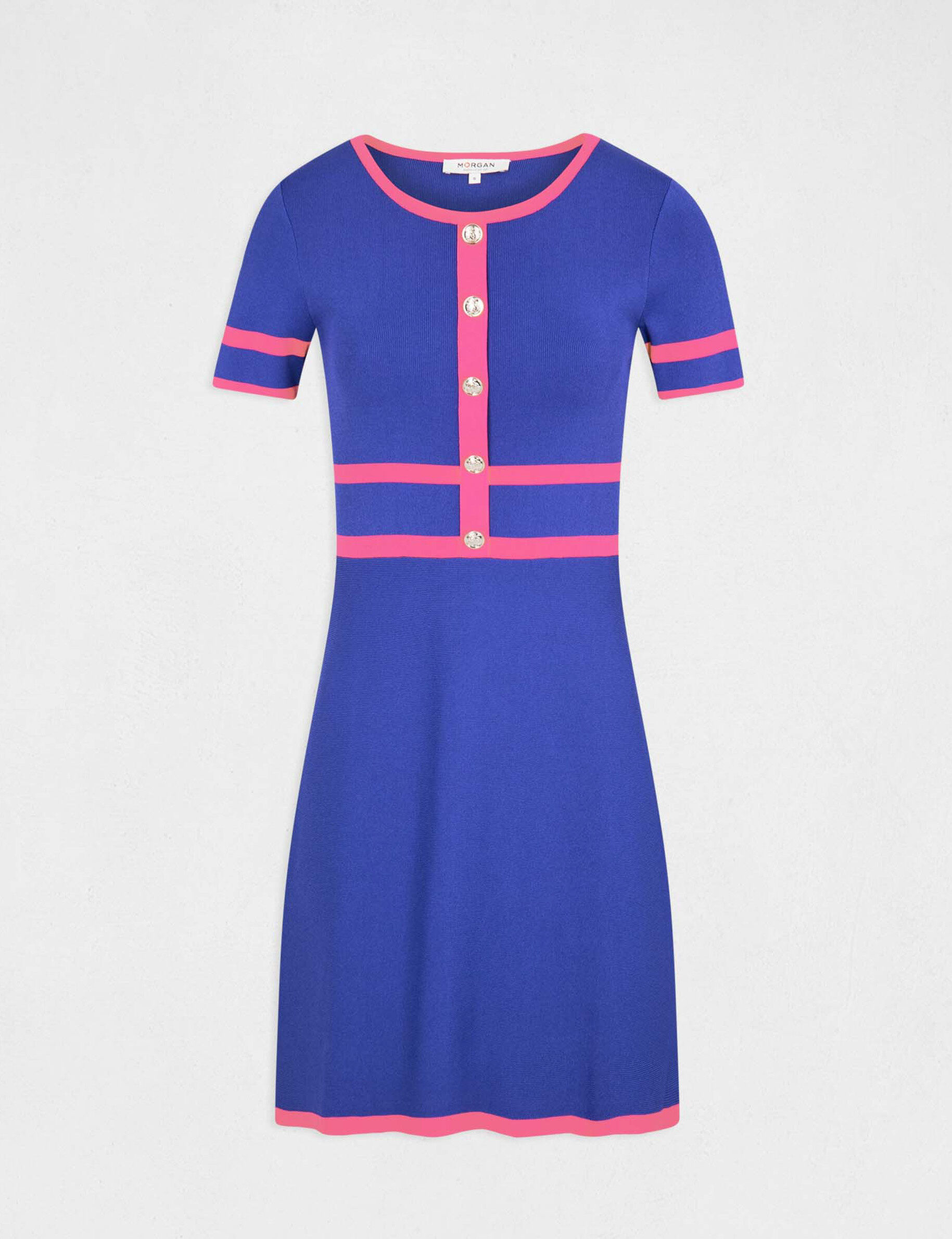 Robe pull droite manches courtes violet fonce femme - violet_fonce