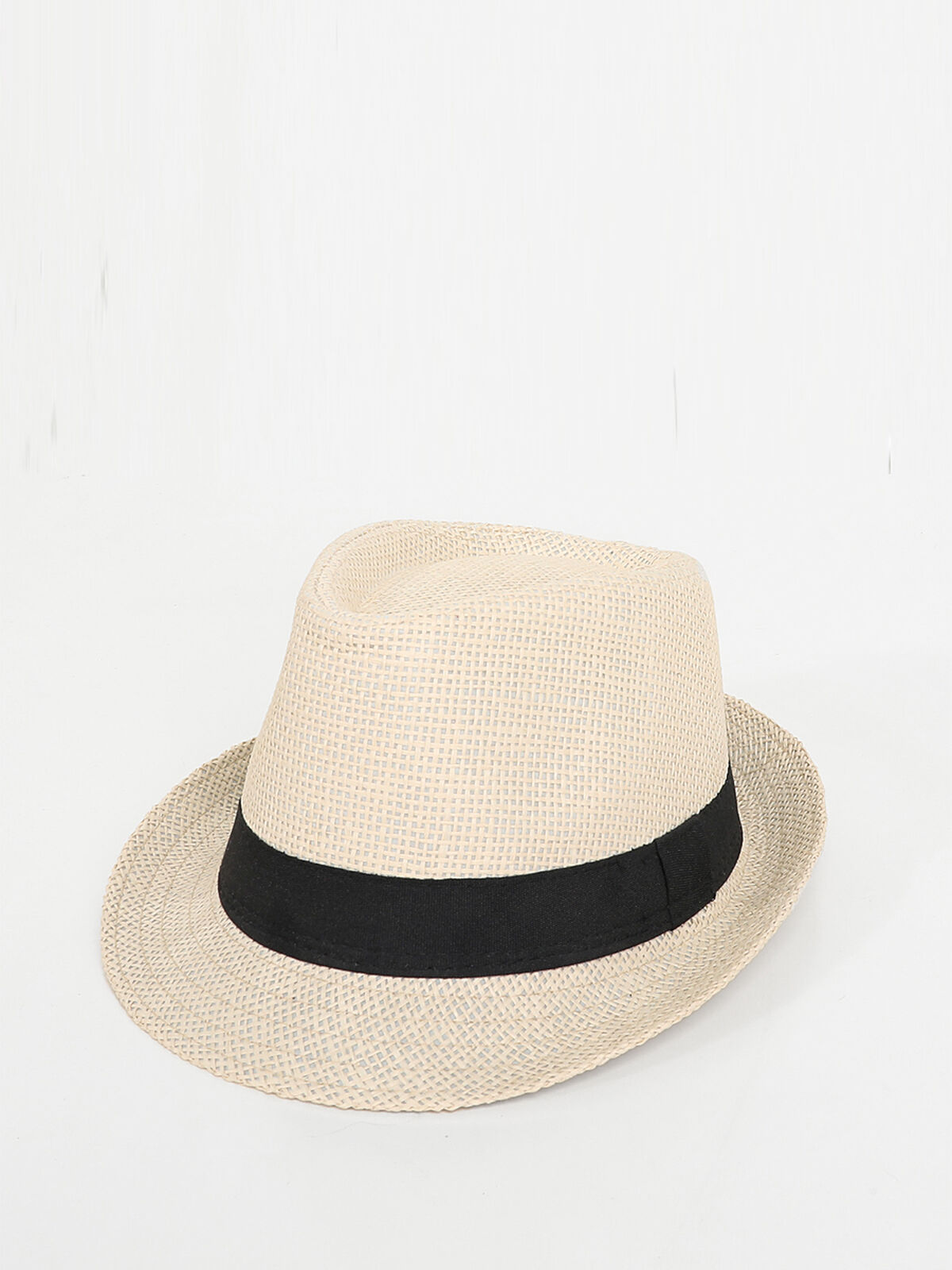 Chapeau en paille avec ruban- Beige