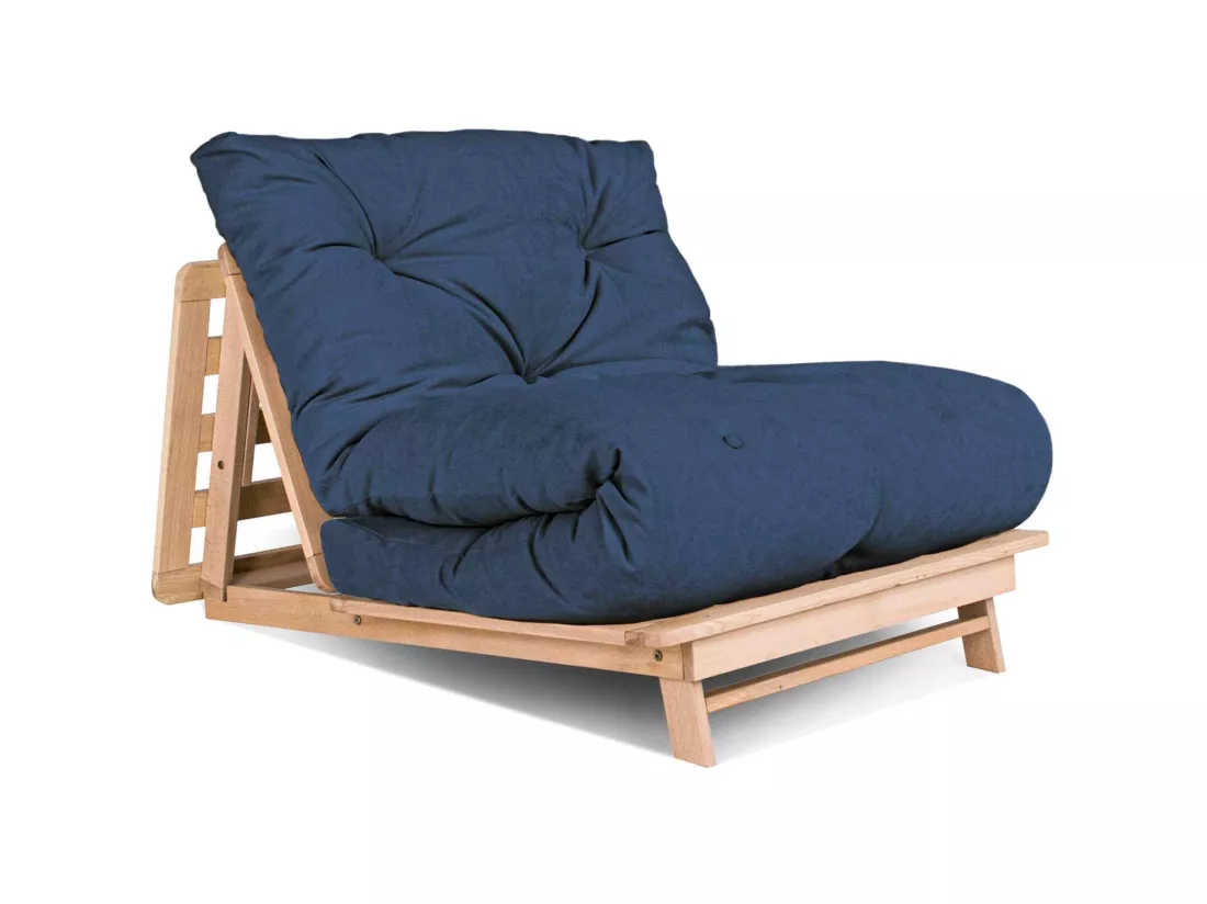 Canapé Lit Convertible en Bois avec Matelas Beige Confort Marron