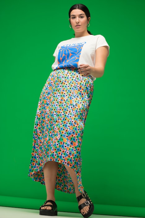 Midirock, A-Line, Color Flowerprint, Elastikbund