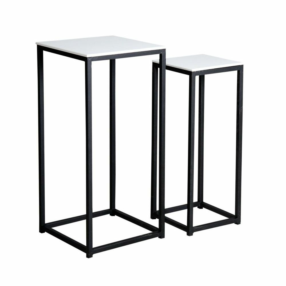 Sellettes carrées en bois et métal (lot de 2)