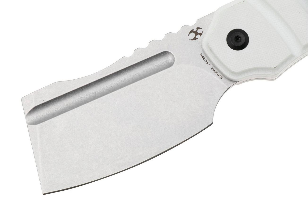Kansept Korvid S G2030A2 Stonewashed 14C28N, White G10, vaststaand mes, Justin Koch design