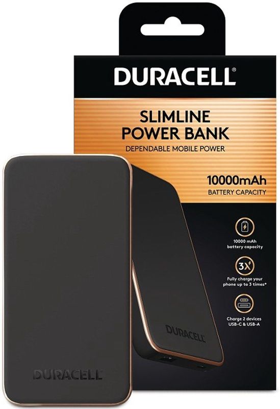 Duracell - Charge Plus - Powerbank - Zwart - 15W - USB-C en USB-A