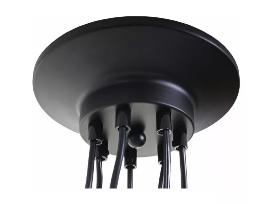 Suspension lampe suspendue lustre hauteur réglable en métal style industriel noir 7x abat-jour cage 04_0004043
