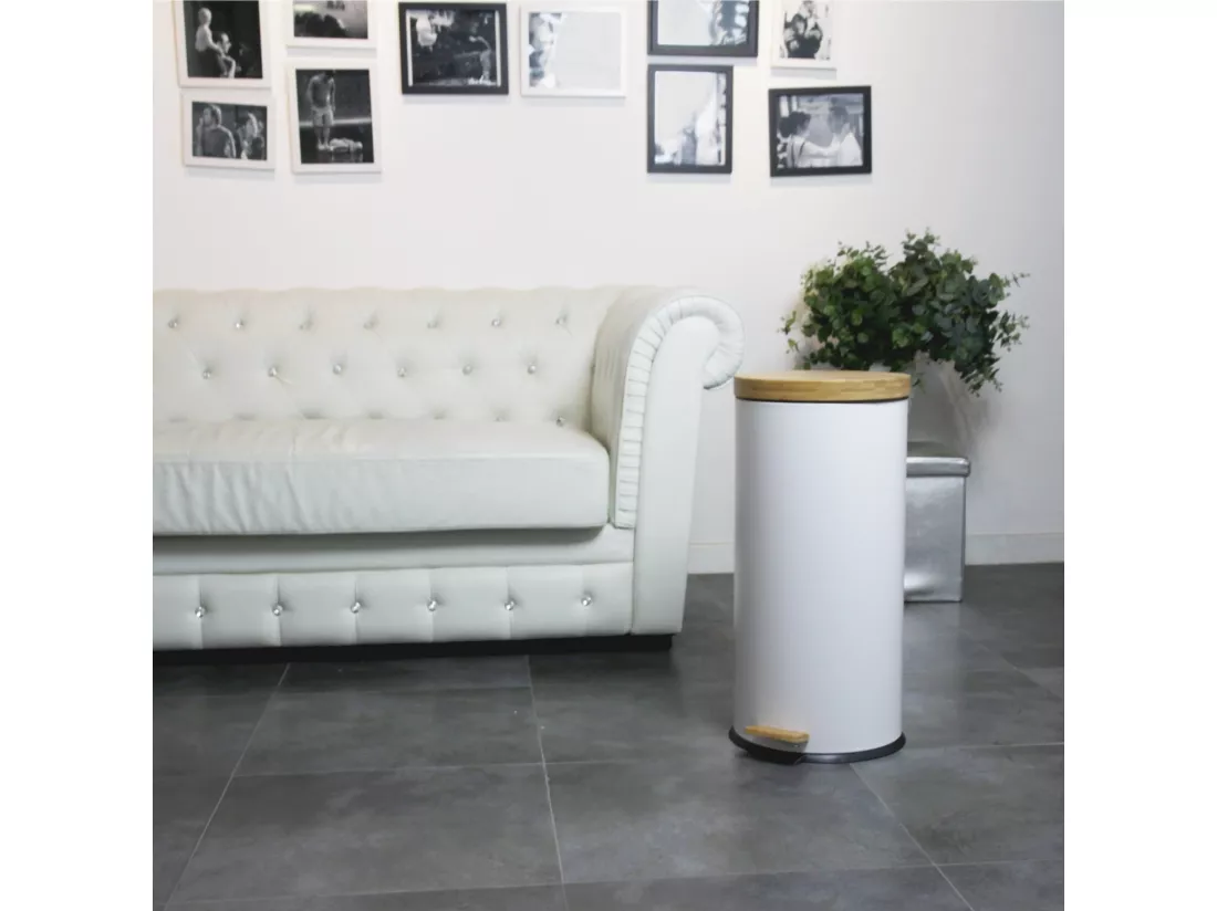Poubelle de cuisine à pédale FOREST Blanc Acier inoxydable 30 L