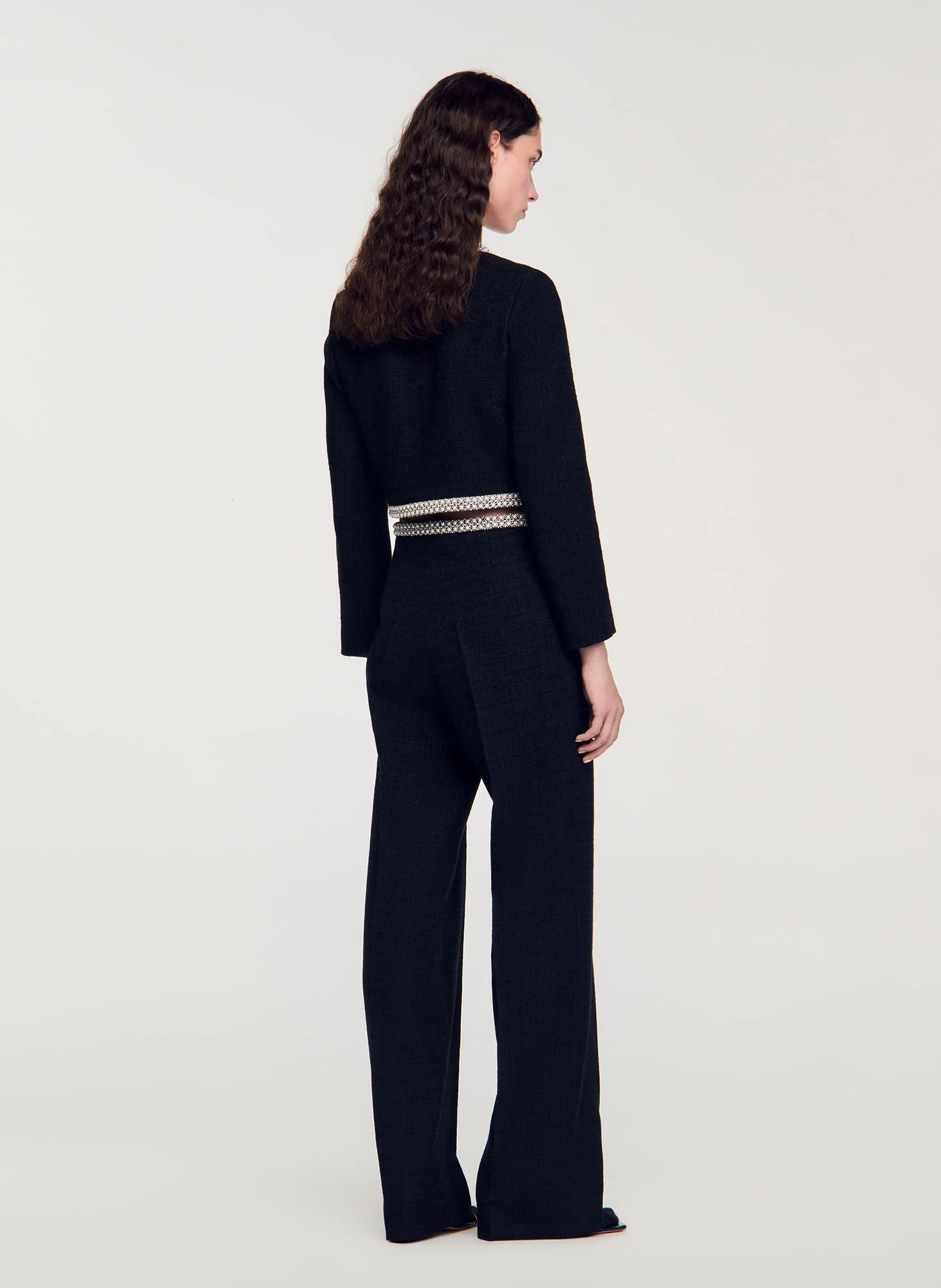 Pantalon droit en tweed | Noir