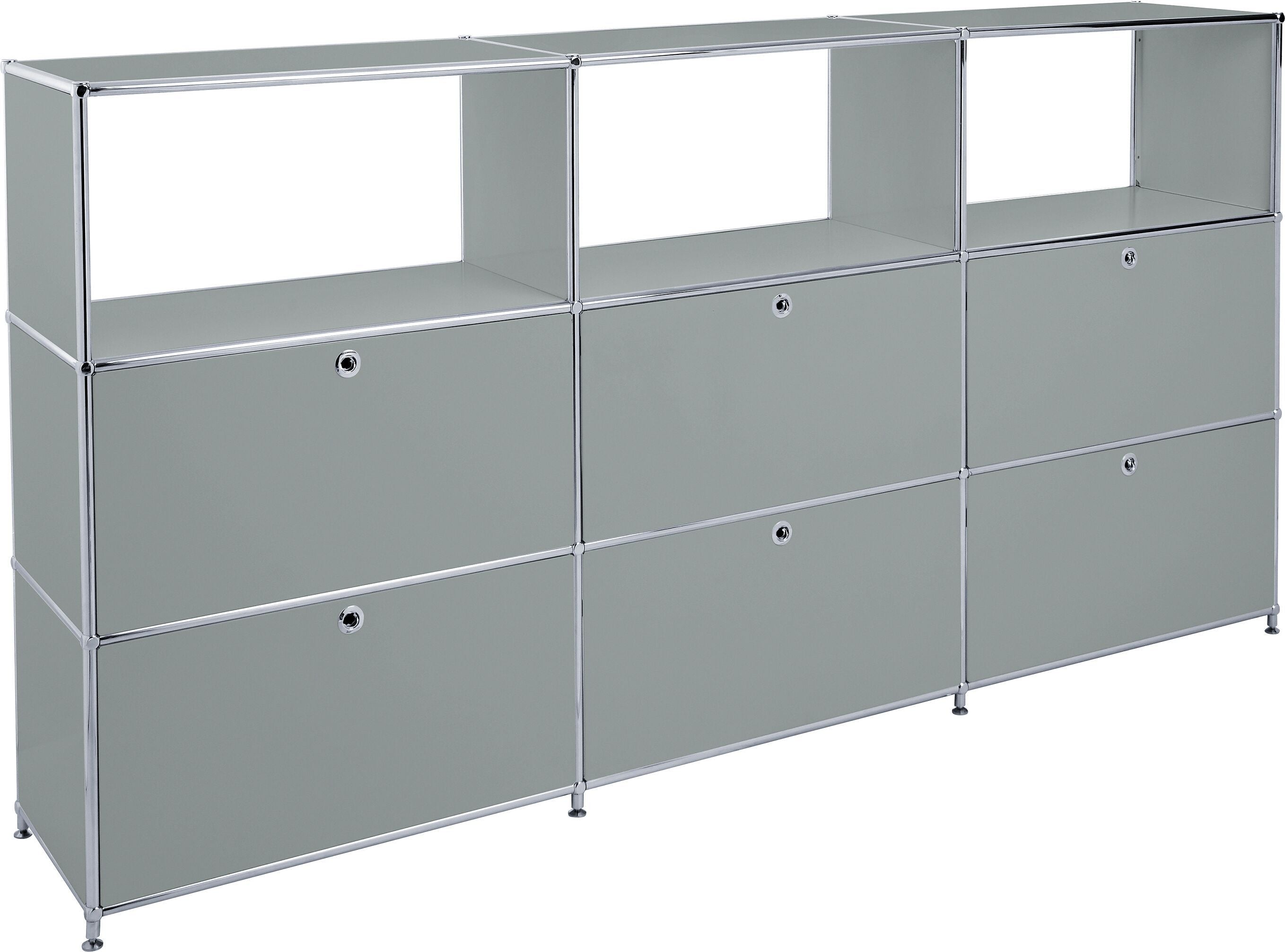 FLEXCUBE Highboard - Grau / B: 227.0 cm x T: 40.0 cm x H: 118.0 cm