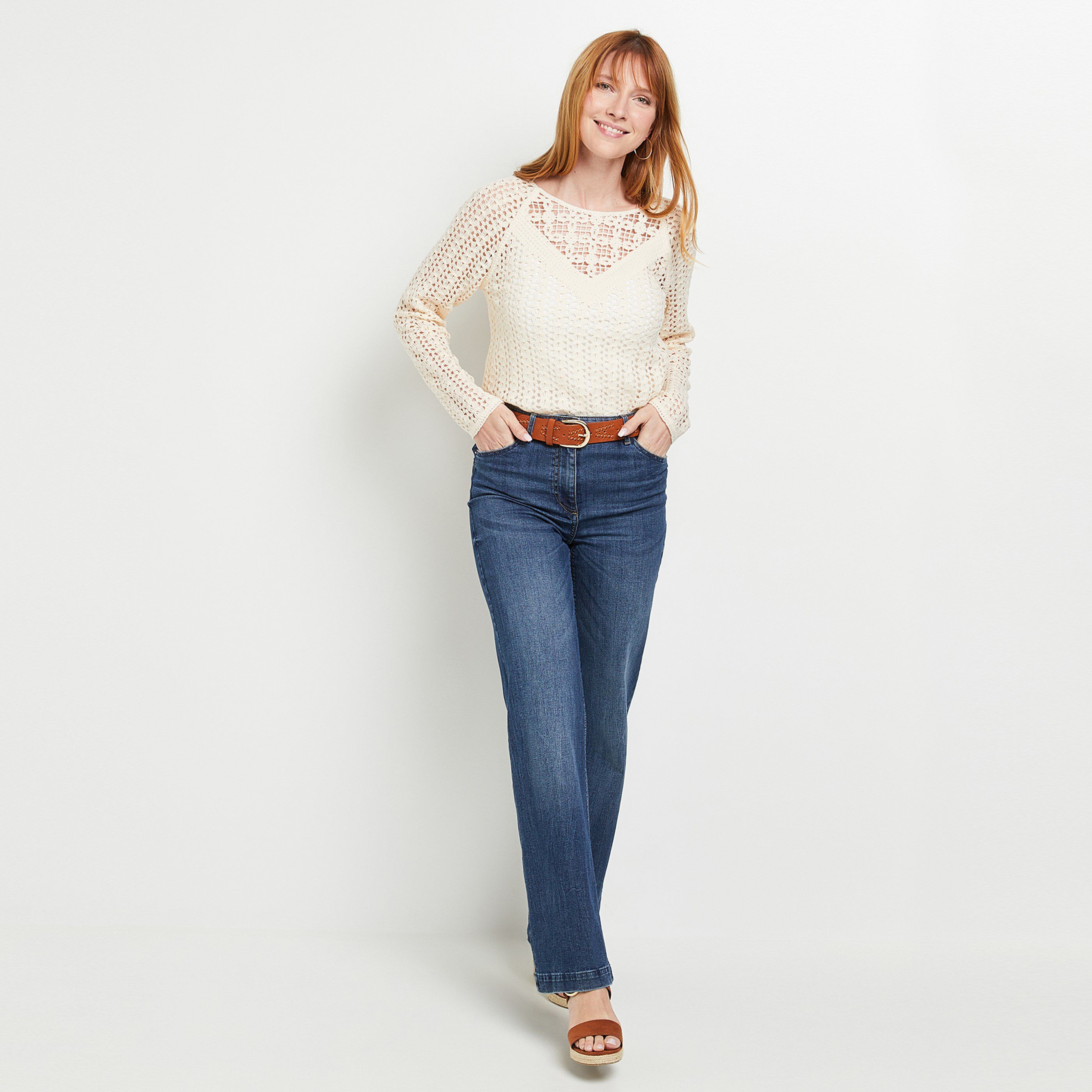 Pull en crochet femme - BLANC