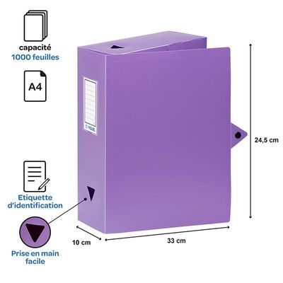 Viquel - Boîte de classement plastique - dos 100 mm - disponible dans différentes couleurs pastels