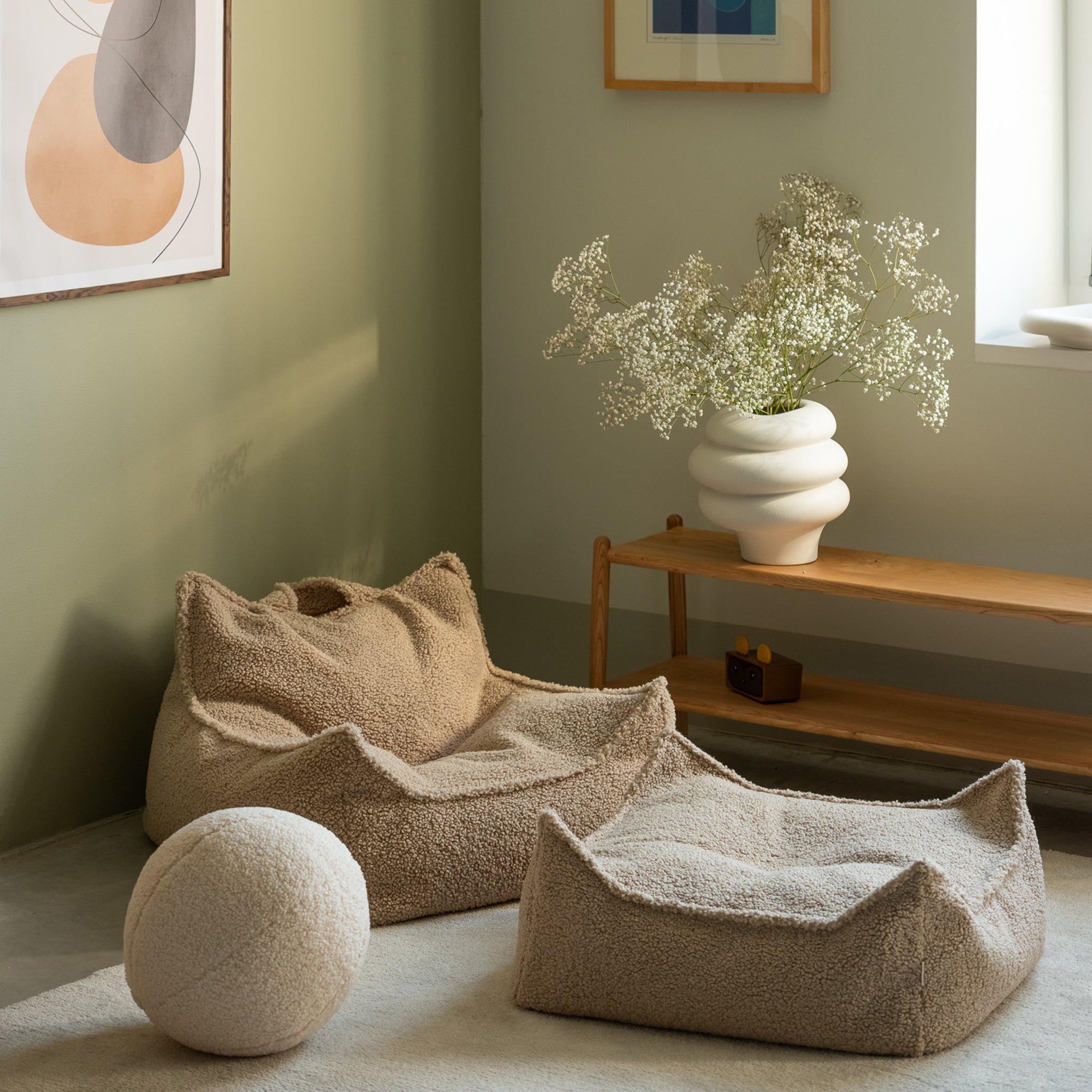 Wigiwama Sitzsack und Ottoman Set Biscuit