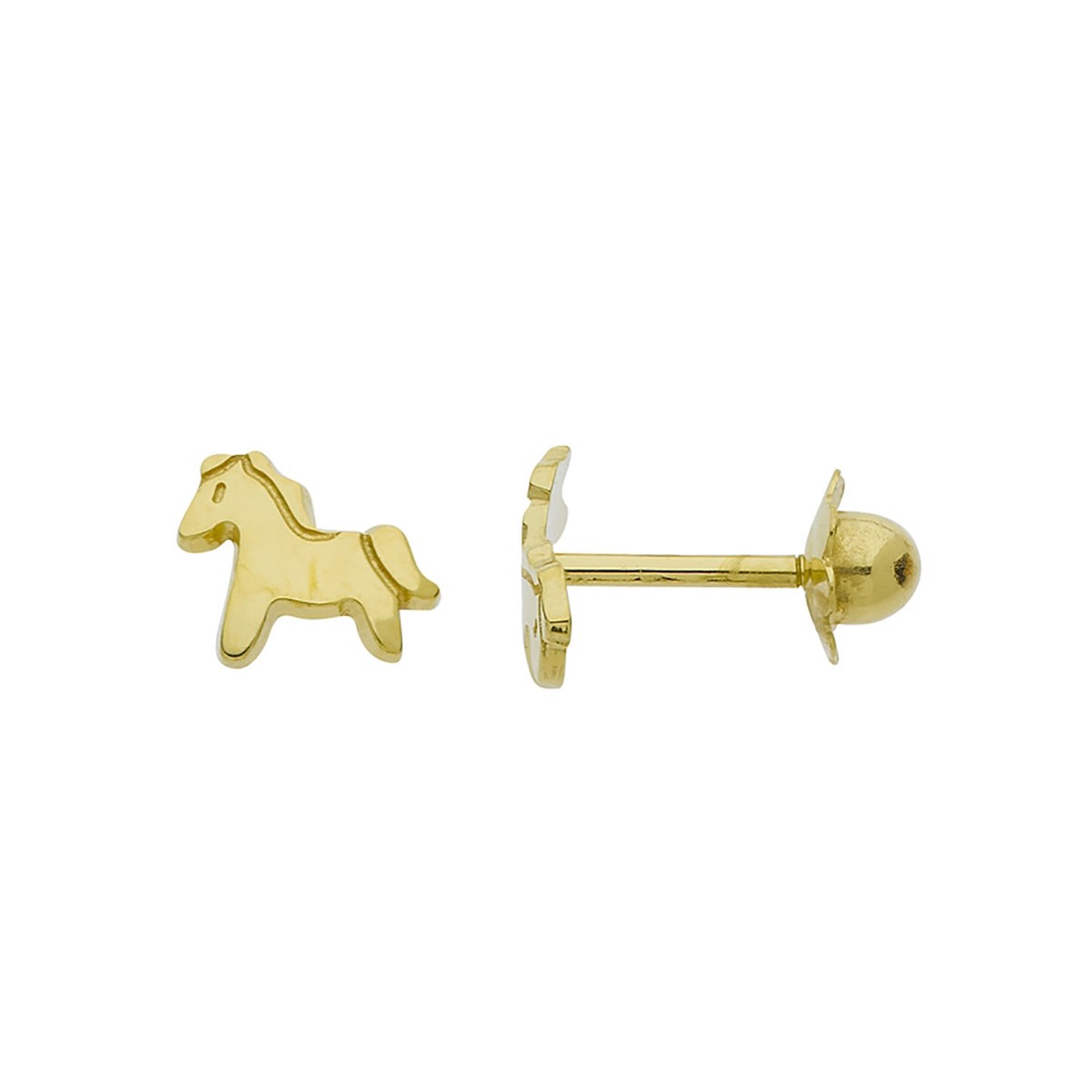 Boucles d'oreilles chevaux à vis or 9 carats
