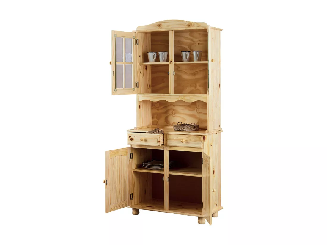 STAN - Buffet Vaisselier 4 Portes 2 Tiroirs Bois Massif
