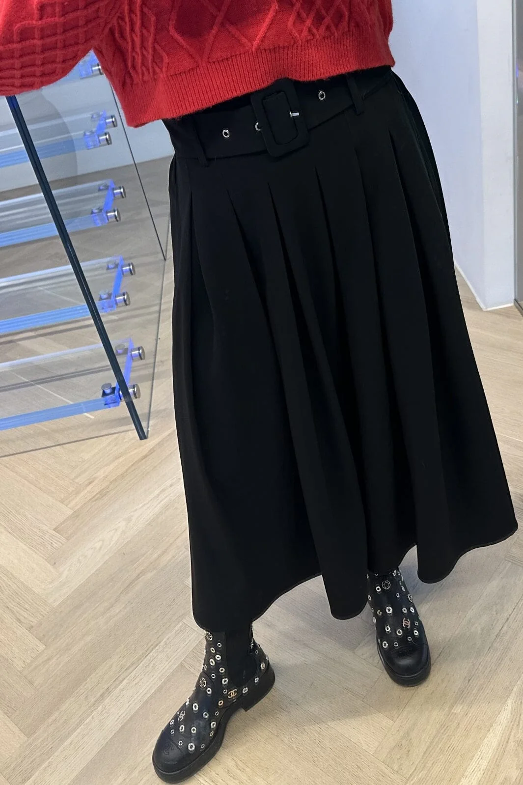 Valentin Studio Pleated Skirt black