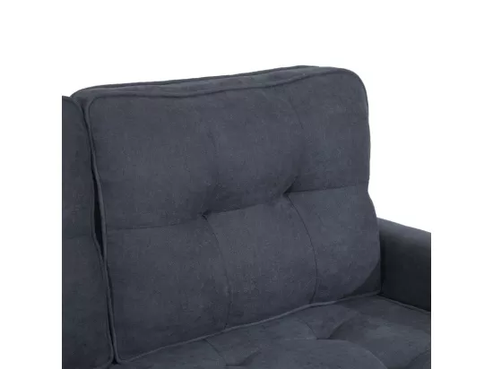 Canapé 2 places convertible en Lin gris - 151x86x75cm - avec poche d'accoudoir - couchage 169x127cm - Matelas 12cm
