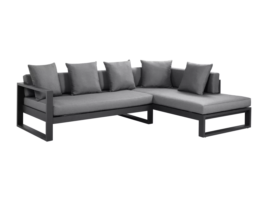 Canapé d'angle de jardin en aluminium - Anthracite - MOLOKAI de MYLIA