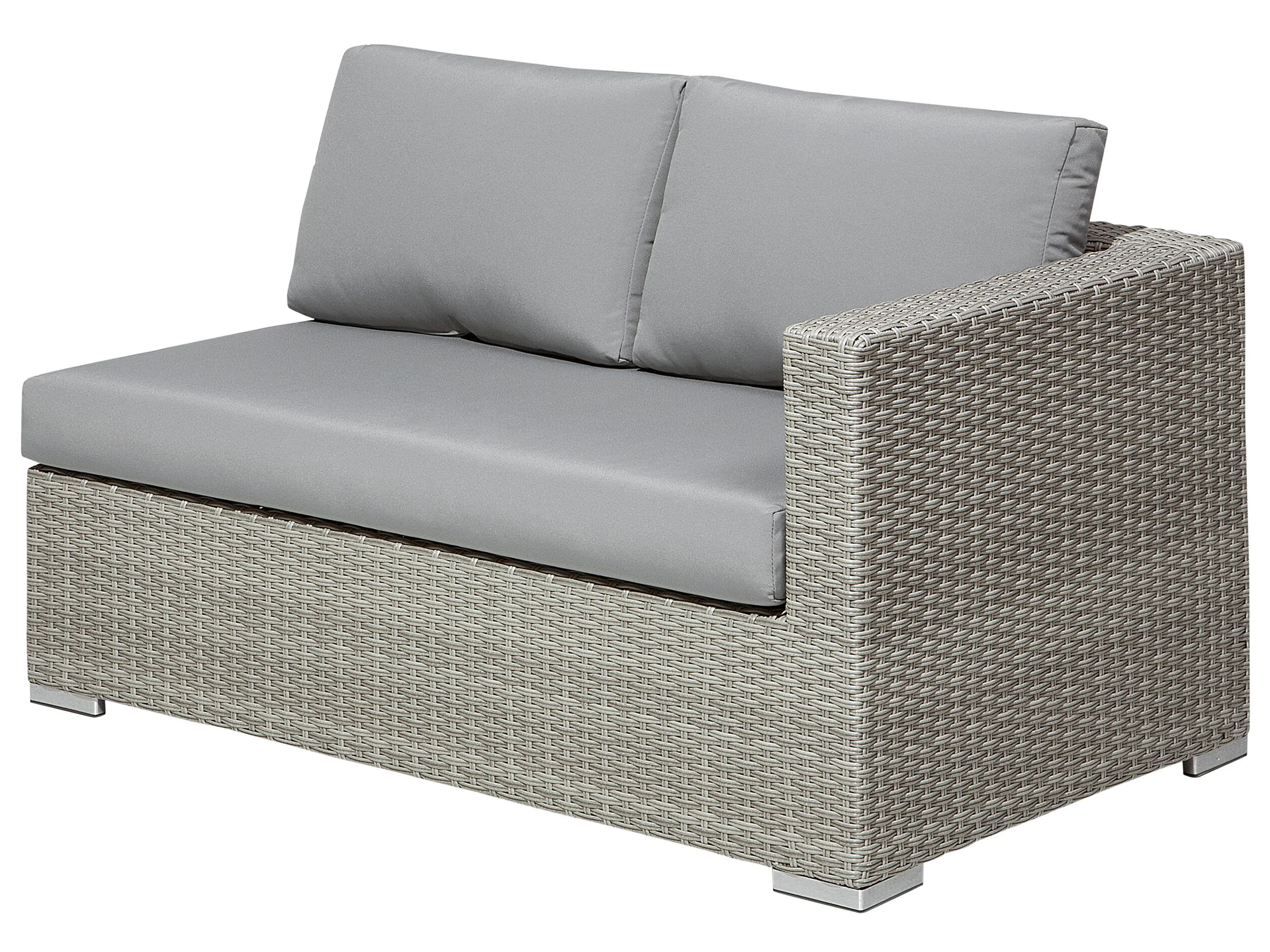 Loungeset met tafel 8-zits XXL rechtszijdig modulair PE rotan Grijs