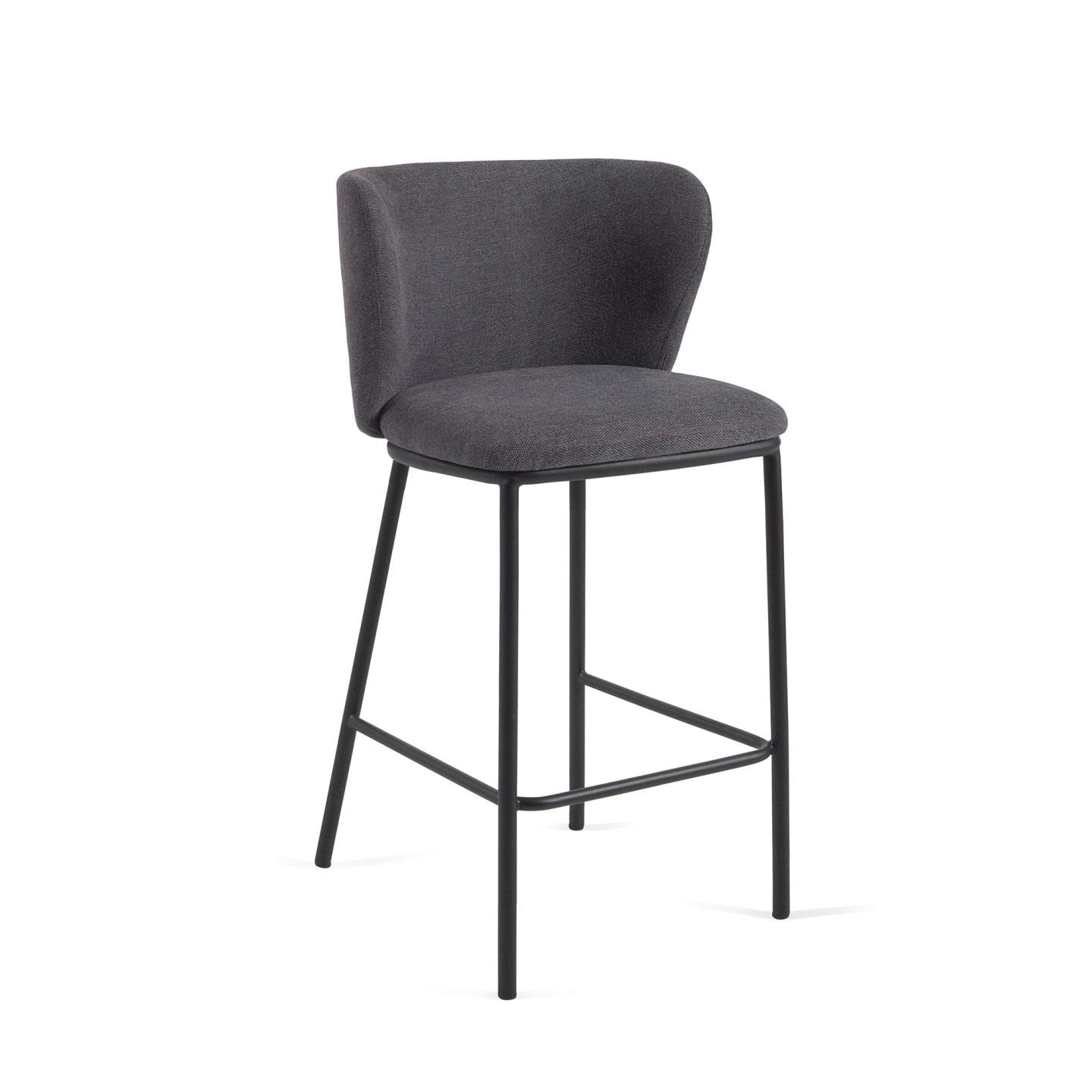 Kave Home Barhocker CISELIA Chenille dunkelgrau/schwarz