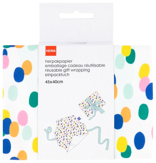 papier d’emballage réutilisable tissu confetti 40x45