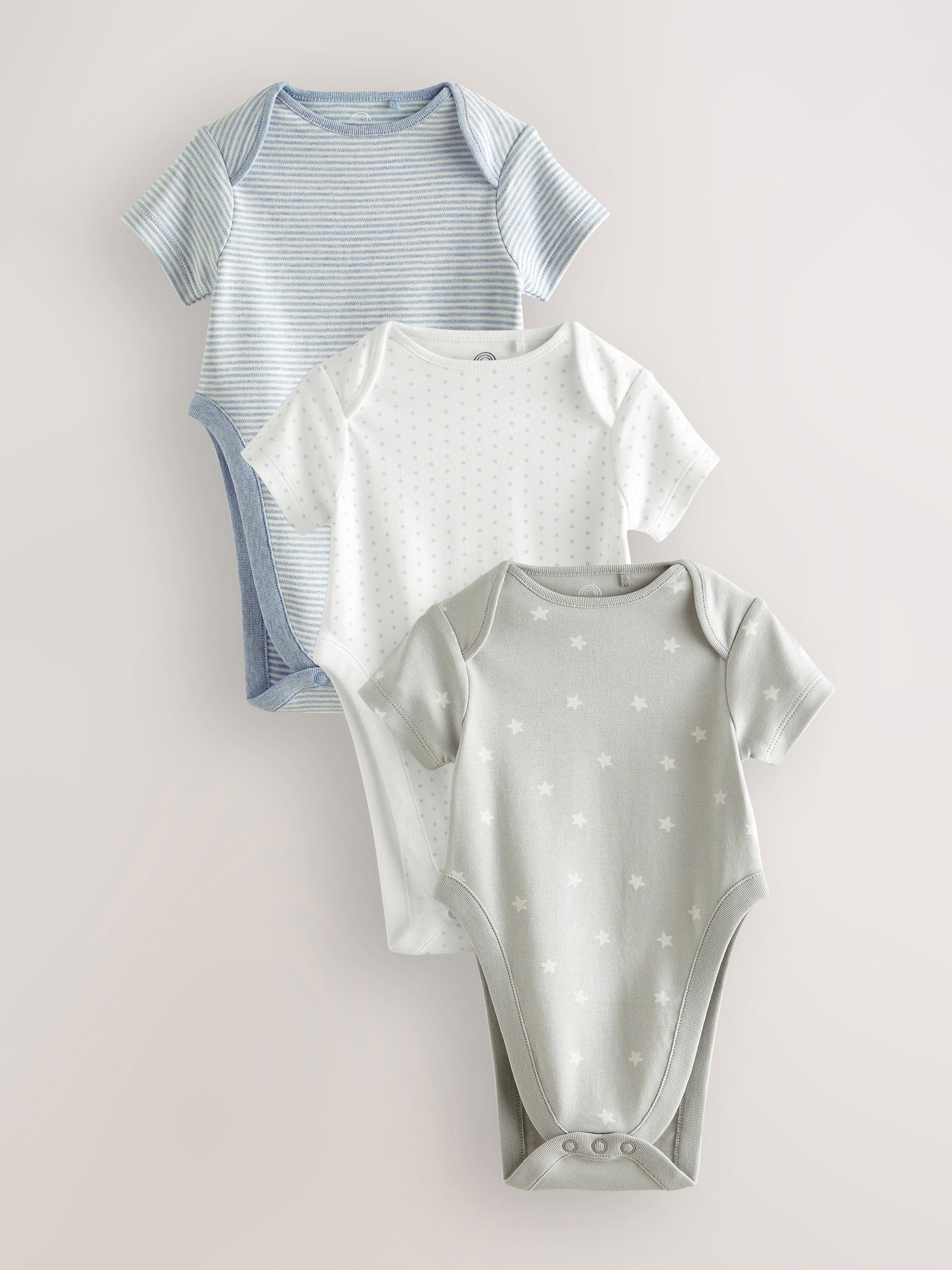 Blauw met sterrenprint - Baby heupdysplasie-rompertjes met korte mouwen 3 stuks