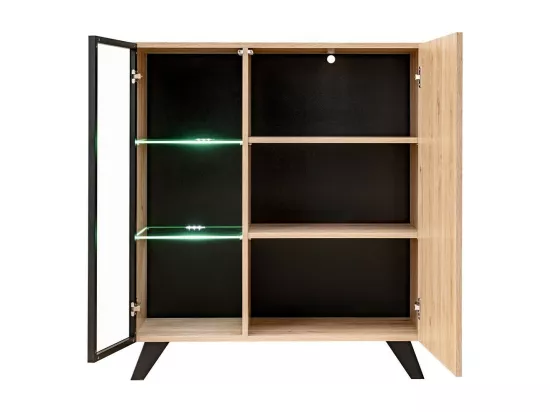 Vitrine basse design NIELSEN – 2 portes avec éclairage LED intégré