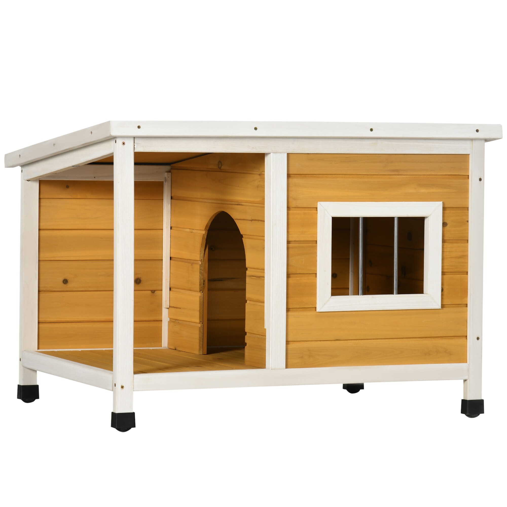 PawHut Hundehütte mit Terrasse für kleinere Hunde orange 85,5L x 62B x 60H cm