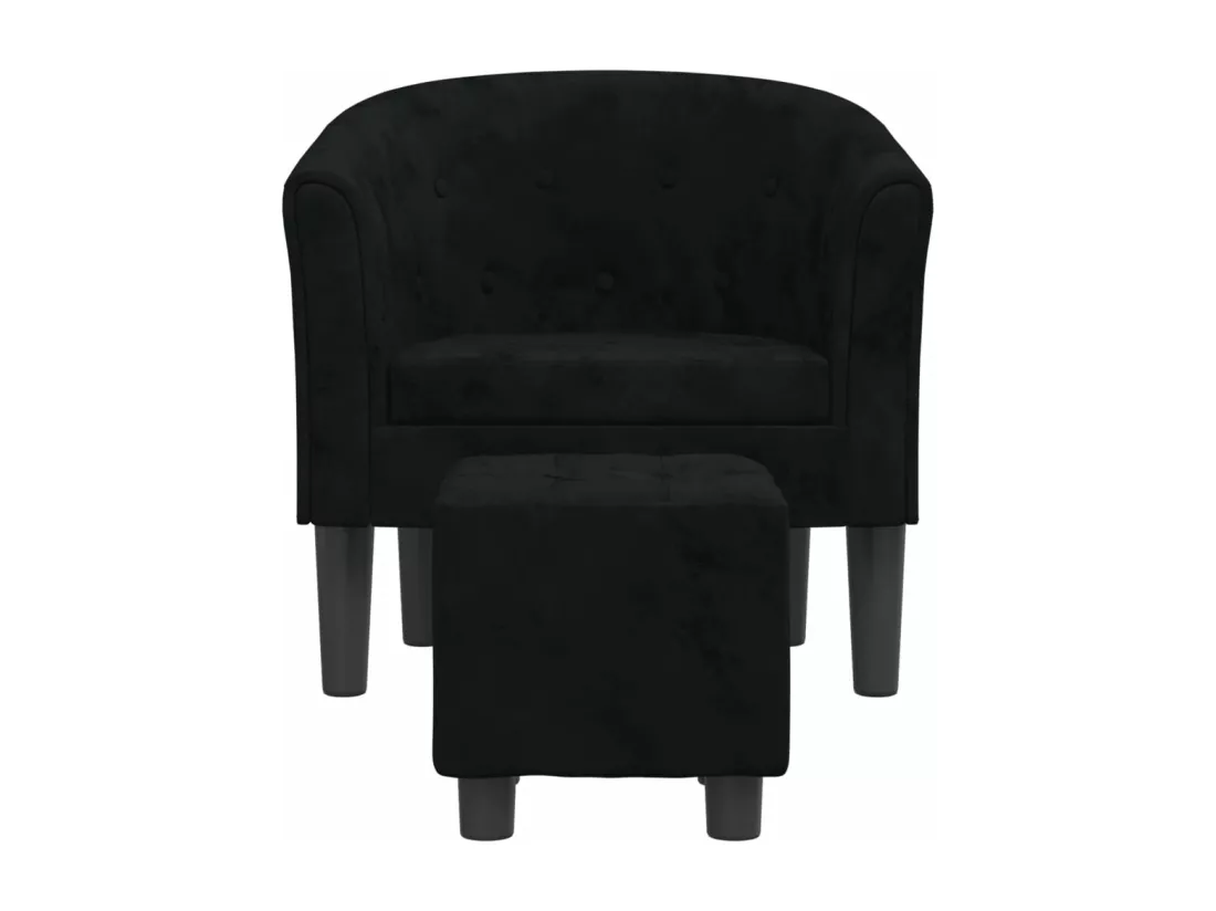 Fauteuil cabriolet avec repose-pied noir velours
