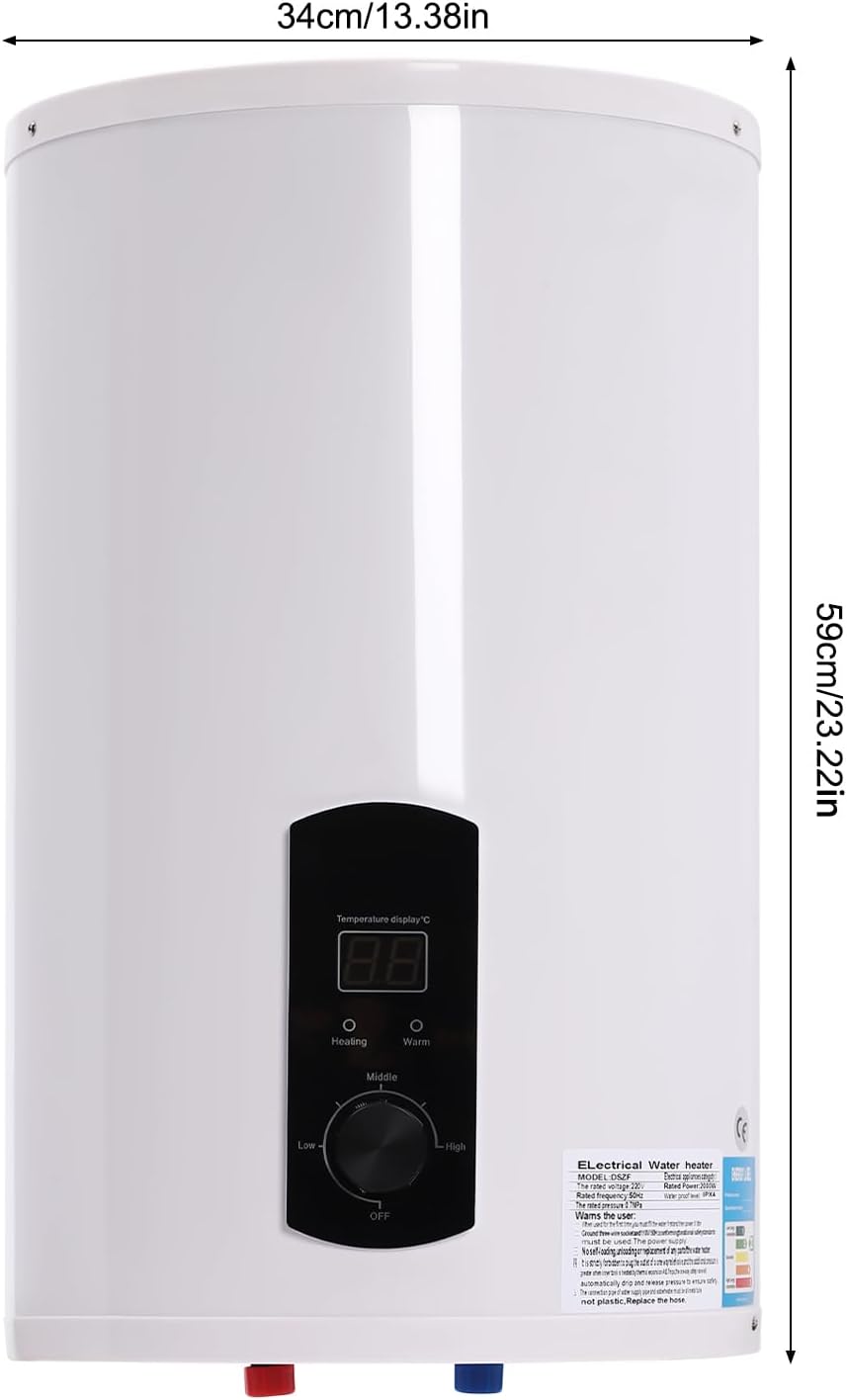 Warmwasserboiler 30L/50L/60L/70L - Elektrischer Warmwasserbereiter für Küche 2000W Vertikal Warmwasserspeicher 0.7MPa 25-75°C Temperatur einstellbar (30L)