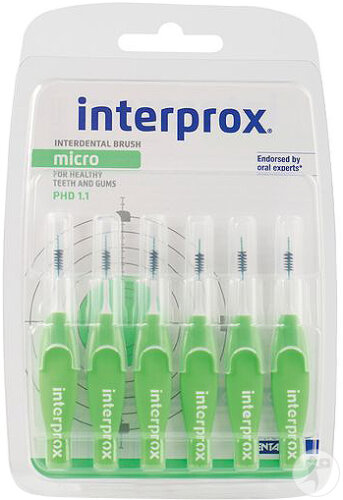 Interprox Premium Micro Vert 1,1 mm Brossettes Interdentaires 6 Pièces