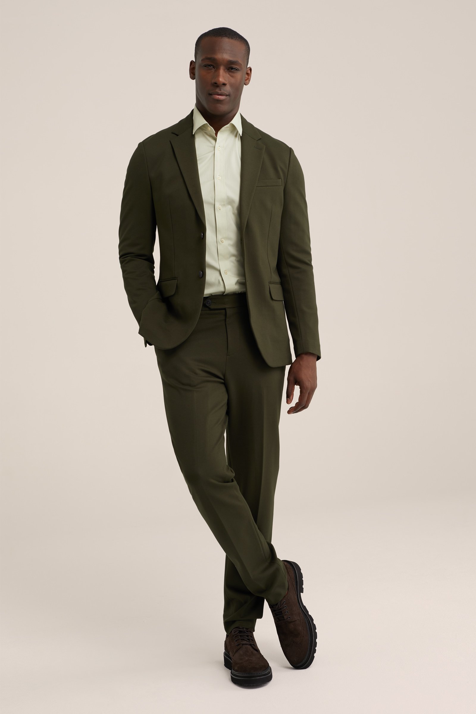 slim fit blazer met stretch WE Fashion Mosgroen