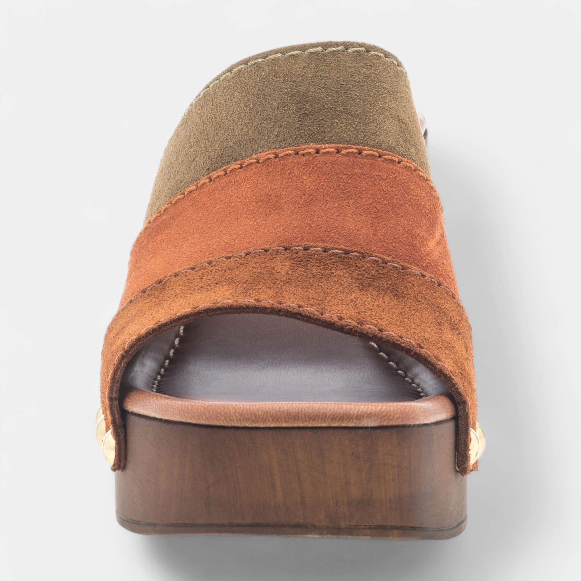 Chaussures semelle bois à talon compensé Femme en cuir multicolore