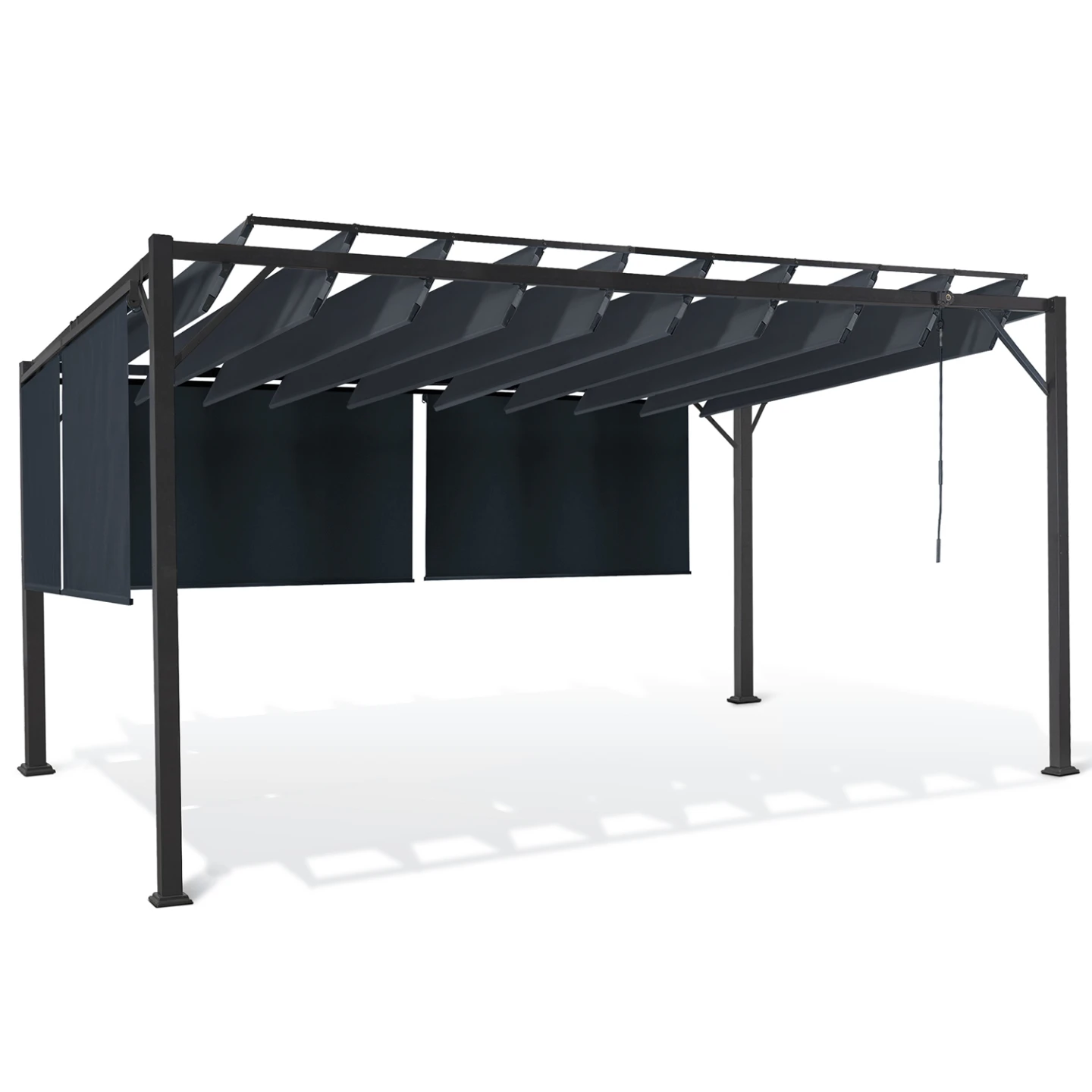 Pergola édition luxe lames orientables 3x4 M et 4 stores gris anthracite