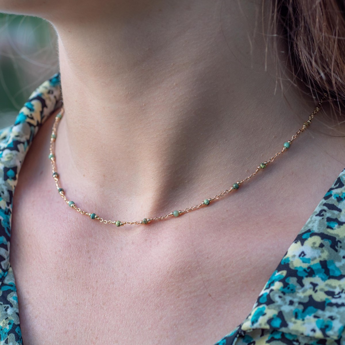 Collier Bianca en pierres Turquoise Africain