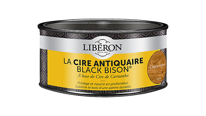Cire pâte antiquaire black bison pour meubles Libéron chêne moyen 500ml