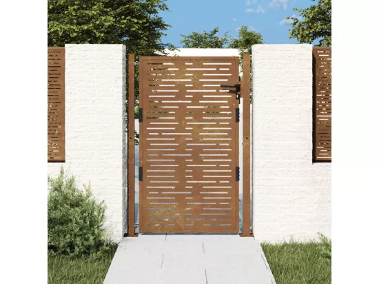 Portail de jardin 105x155 cm acier corten conception de carré