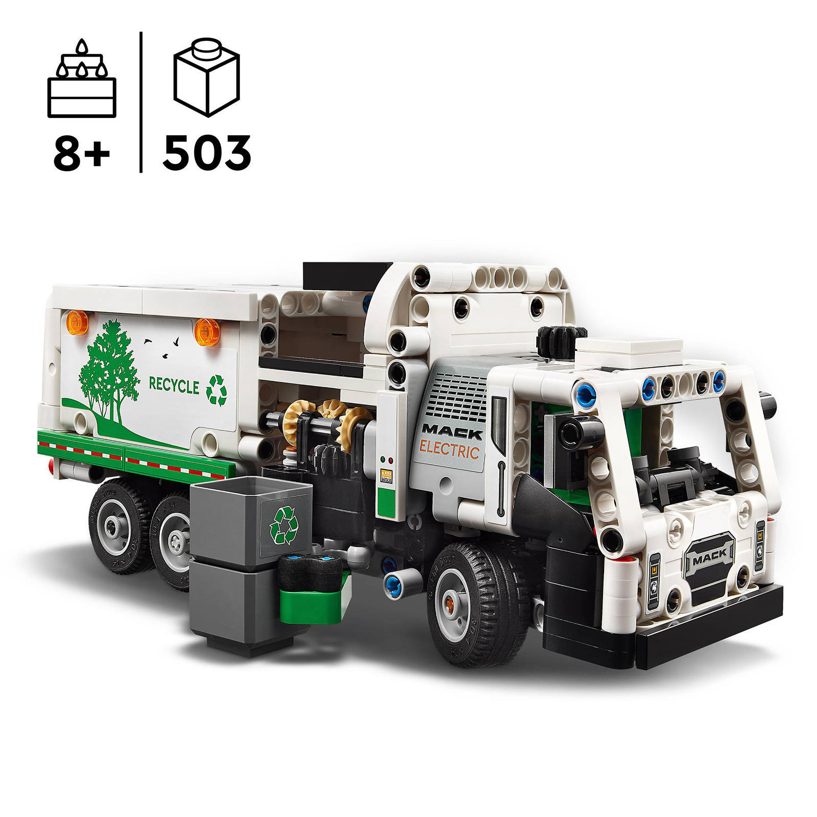 LEGO Mack LR Electric vuilniswagen Speelgoed Vrachtwagen Voertuig Set 42167