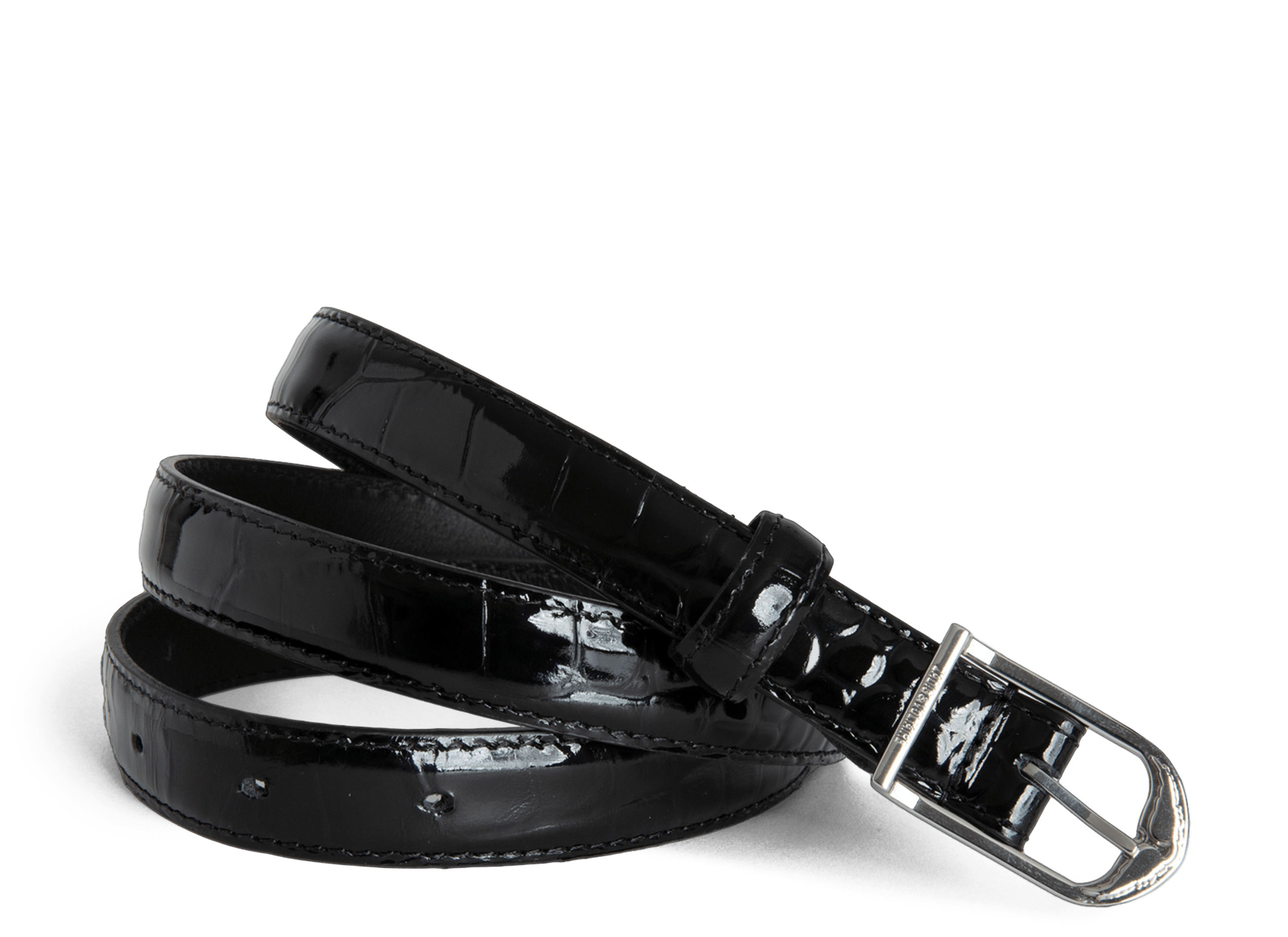 RISE - Ceinture en cuir embossé effet croco | Noir
