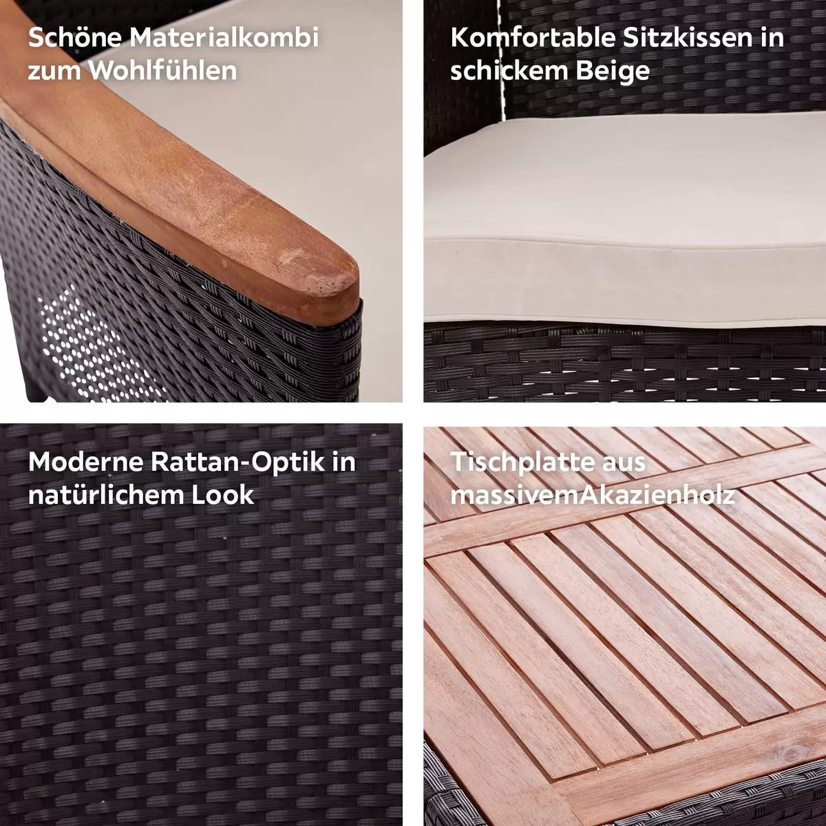 James Wood Gartengarnitur Moa 9-Teilig schwarz,beige,braun