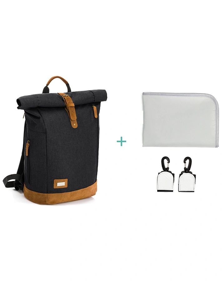 Wickelrucksack BERLIN (39x16x53) schwarz melange