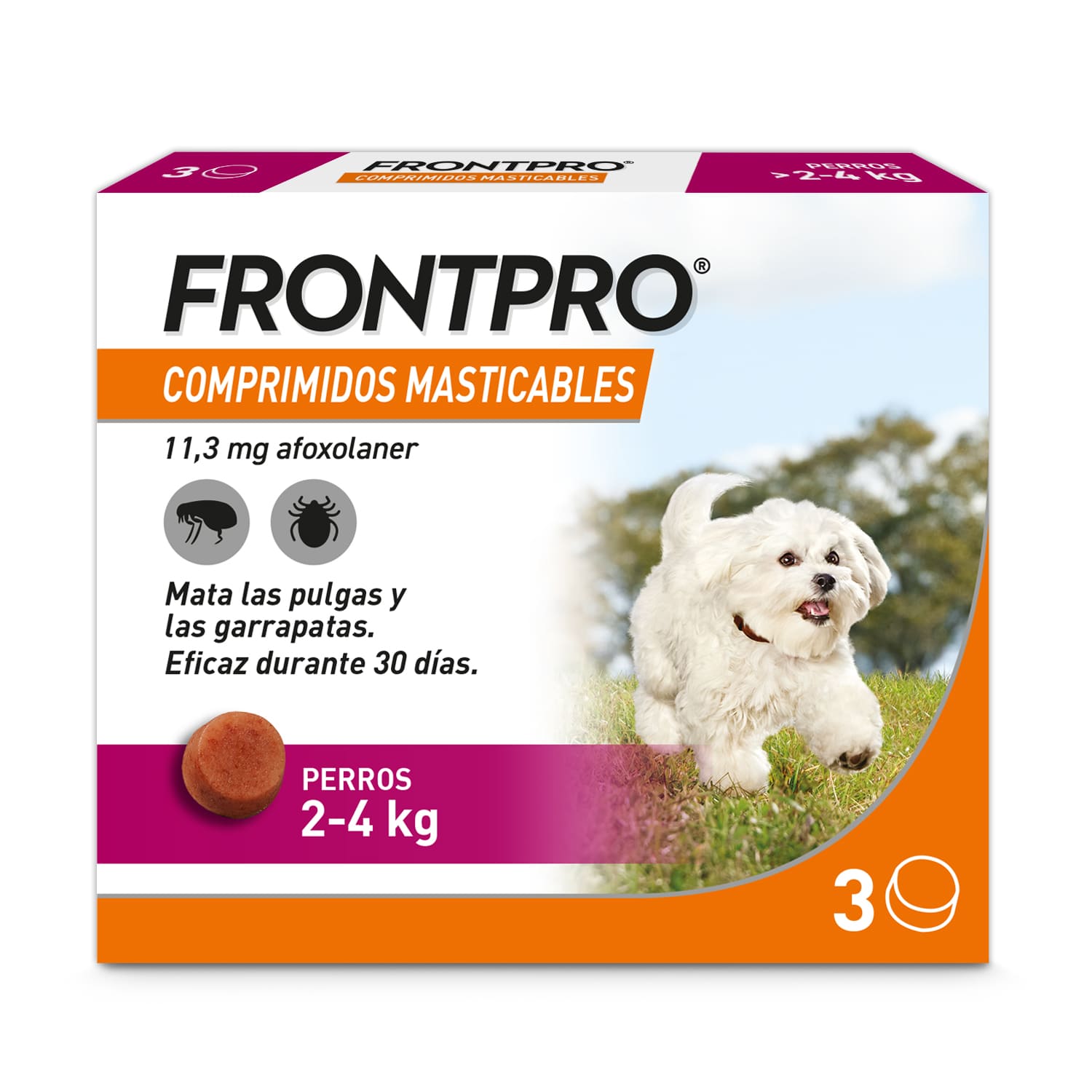 Comprimidos antiparasitários mastigáveis Frontpro para cães