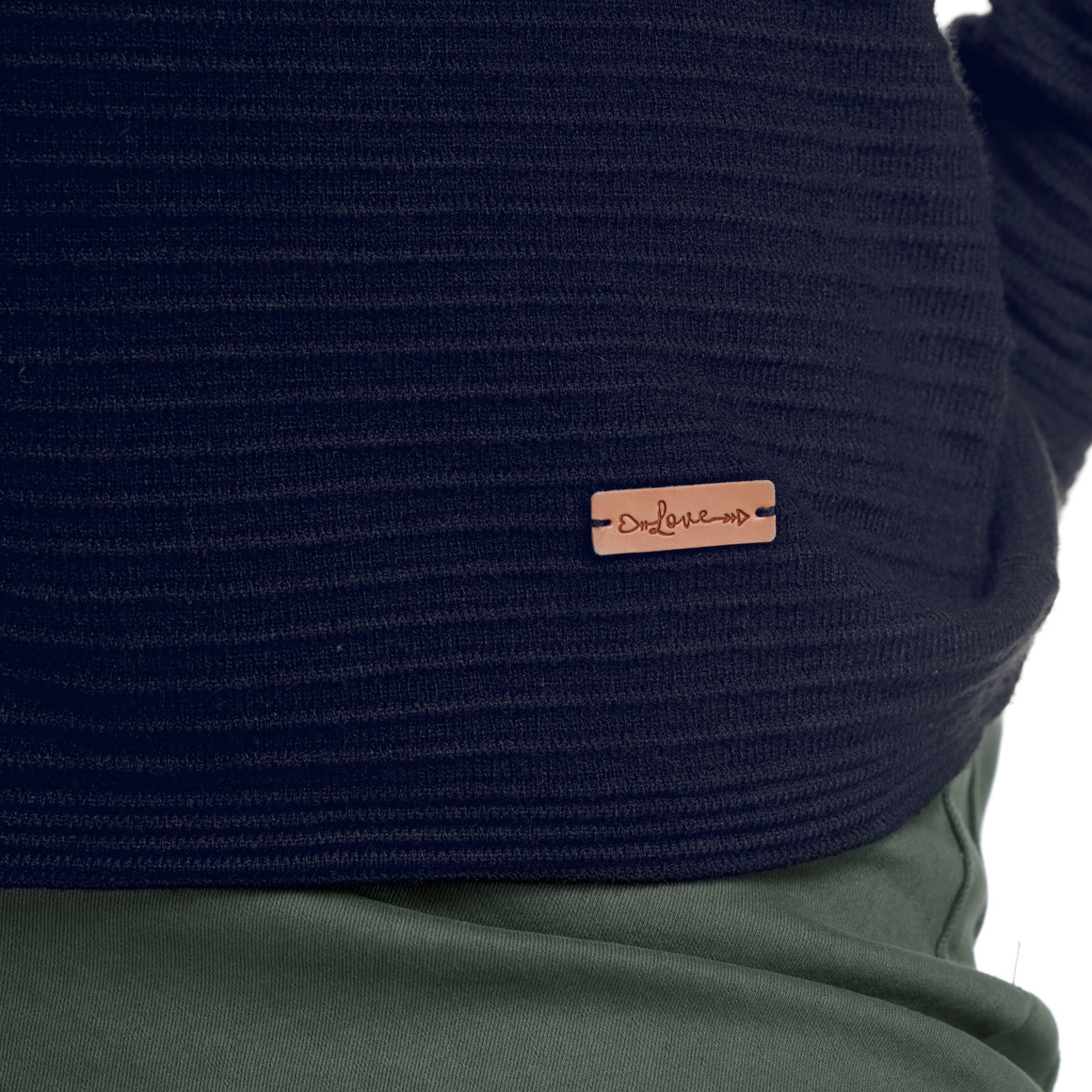 Damen Strickhoodie gerippt dunkelblau