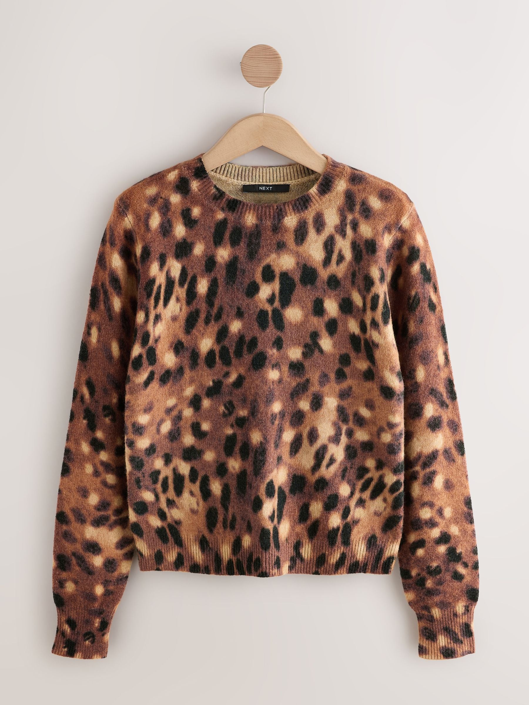 Naturel hert - Trui met print en ronde hals